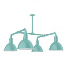 Montclair Light Works MSP115-48-T36-L12 - 10" Deep Bowl shade, 4-light LED Stem Hung Pendant, Sea Green