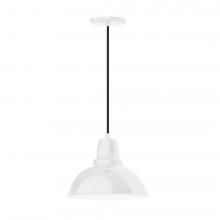 Montclair Light Works PEB106-44-C21-L12 - 12" Cafe shade, LED Pendant with white cord and canopy, White