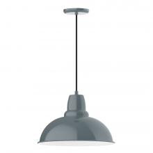 Montclair Light Works PEB108-40-W16-L13 - 16" Cafe shade, LED Pendant with black cord and canopy, wire grill, Slate Gray