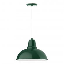 Montclair Light Works PEB108-42-W16-L13 - 16" Cafe shade, LED Pendant with black cord and canopy, wire grill, Forest Green