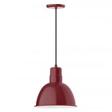 Montclair Light Works PEB116-55-L12 - 12" Deep Bowl shade, LED Pendant with black cord and canopy, Barn Red