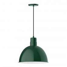 Montclair Light Works PEB117-42-L13 - 16" Deep Bowl shade, LED Pendant with black cord and canopy, Forest Green