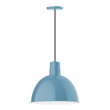 Montclair Light Works PEB117-54-L13 - 16" Deep Bowl shade, LED Pendant with black cord and canopy, Light Blue