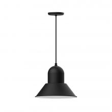 Montclair Light Works PEB124-41-C16-L13 - 14" Prima shade, LED Pendant with navy mini tweed fabric cord and canopy, Black