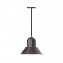 Montclair Light Works PEB124-51-C12-L13 - 14" Prima shade, LED Pendant with gray solid fabric cord and canopy, Architectural Bronze