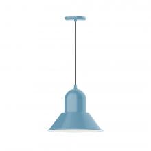 Montclair Light Works PEB124-54-C02-L13 - 14" Prima shade, LED Pendant with black solid fabric cord and canopy, Light Blue