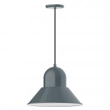 Montclair Light Works PEB125-40-C24-L13 - 16" Prima shade, LED Pendant with cool tweed fabric cord and canopy, Slate Gray