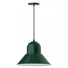 Montclair Light Works PEB125-42-C20-L13 - 16" Prima shade, LED Pendant with white solid fabric cord and canopy, Forest Green