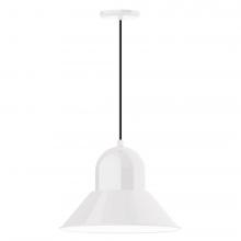 Montclair Light Works PEB125-44-C22-L13 - 16" Prima shade, LED Pendant with white and gray dot fabric cord and canopy, White