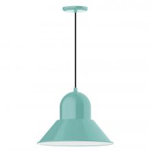 Montclair Light Works PEB125-48-C26-L13 - 16" Prima shade, LED Pendant with ivory fabric cord and canopy, Sea Green