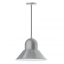 Montclair Light Works PEB125-49-C04-L13 - 16" Prima shade, LED Pendant with black and white houndstooth fabric cord and canopy