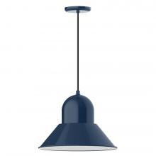 Montclair Light Works PEB125-50-C24-L13 - 16" Prima shade, LED Pendant with cool tweed fabric cord and canopy, Navy