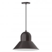 Montclair Light Works PEB125-51-C25-L13 - 16" Prima shade, LED Pendant with polished copper fabric cord and canopy, Architectural Bronze