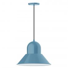 Montclair Light Works PEB125-54-C27-L13 - 16" Prima shade, LED Pendant with neutral argyle fabric cord and canopy, Light Blue