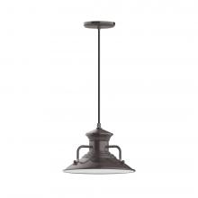 Montclair Light Works PEB142-51-L12 - 12" Homestead shade, LED Pendant with black cord and canopy, Architectural Bronze