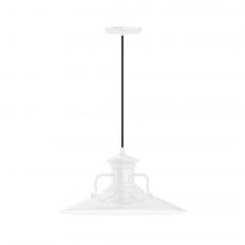 Montclair Light Works PEB143-44-C20-L13 - 18" Homestead shade, LED Pendant with white solid fabric cord and canopy, White