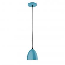 Montclair Light Works PEB417-54-C25-L10 - 6" J-Series shade, polished copper fabric cord with canopy, Light Blue