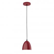 Montclair Light Works PEB417-55-C25-L10 - 6" J-Series shade, polished copper fabric cord with canopy, Barn Red