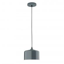 Montclair Light Works PEB419-40-C25-L10 - 8.5" J-Series shade, polished copper fabric cord with canopy, Slate Gray