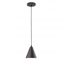 Montclair Light Works PEB420-51-C02-L10 - 8" J-Series shade, black solid fabric cord with canopy, Architectural Bronze