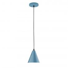 Montclair Light Works PEB420-54-C02-L10 - 8" J-Series shade, black solid fabric cord with canopy, Light Blue