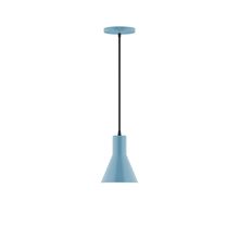 Montclair Light Works PEB436-54-C21-L10 - 6" Axis Flared Cone LED Pendant, white cord with canopy, Light Blue