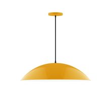 Montclair Light Works PEB439-21-C22-L14 - 24" Axis Half Dome LED Pendant, white and gray dot fabric cord with canopy, Bright Yellow