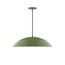 Montclair Light Works PEB439-22-C24-L14 - 24" Axis Half Dome LED Pendant, cool tweed fabric cord with canopy, Fern Green