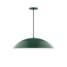 Montclair Light Works PEB439-42-C27-L14 - 24" Axis Half Dome LED Pendant, neutral argyle fabric cord with canopy, Forest Green