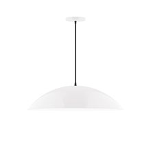 Montclair Light Works PEB439-44-C24-L14 - 24" Axis Half Dome LED Pendant, cool tweed fabric cord with canopy, White