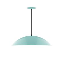 Montclair Light Works PEB439-48-C26-L14 - 24" Axis Half Dome LED Pendant, ivory fabric cord with canopy, Sea Green