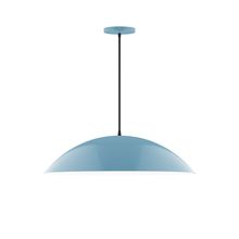 Montclair Light Works PEB439-54-C26-L14 - 24" Axis Half Dome LED Pendant, ivory fabric cord with canopy, Light Blue