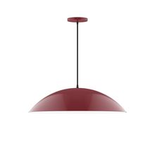 Montclair Light Works PEB439-55-C23-L14 - 24" Axis Half Dome LED Pendant, red and white zigzag fabric cord with canopy, Barn Red