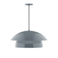 Montclair Light Works PEBX447-40-C21-L13 - 24" Nest LED Pendant, white cord with canopy, Slate Gray