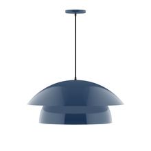 Montclair Light Works PEBX447-50-C21-L13 - 24" Nest LED Pendant, white cord with canopy, Navy