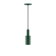 Montclair Light Works PEBX450-42-C25-L10 - 3.5" Stack Mini Cylinder LED Pendant, polished copper fabric cord with canopy, Forest Green