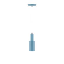 Montclair Light Works PEBX450-54-C24-L10 - 3.5" Stack Mini Cylinder LED Pendant, cool tweed fabric cord with canopy, Light Blue