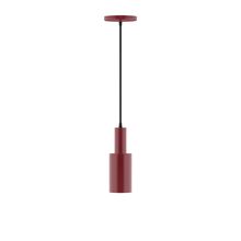 Montclair Light Works PEBX450-55-C27-L10 - 3.5" Stack Mini Cylinder LED Pendant, neutral argyle fabric cord with canopy, Barn Red