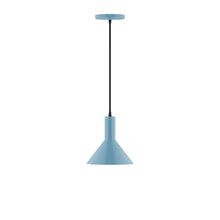 Montclair Light Works PEBX451-54-C21-L10 - 8" Stack Mini Cone LED Pendant, white cord with canopy, Light Blue