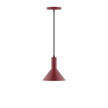 Montclair Light Works PEBX451-55-C21-L10 - 8" Stack Mini Cone LED Pendant, white cord with canopy, Barn Red