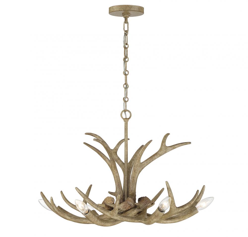 Daniels 6-Light Chandelier in Natural Antler