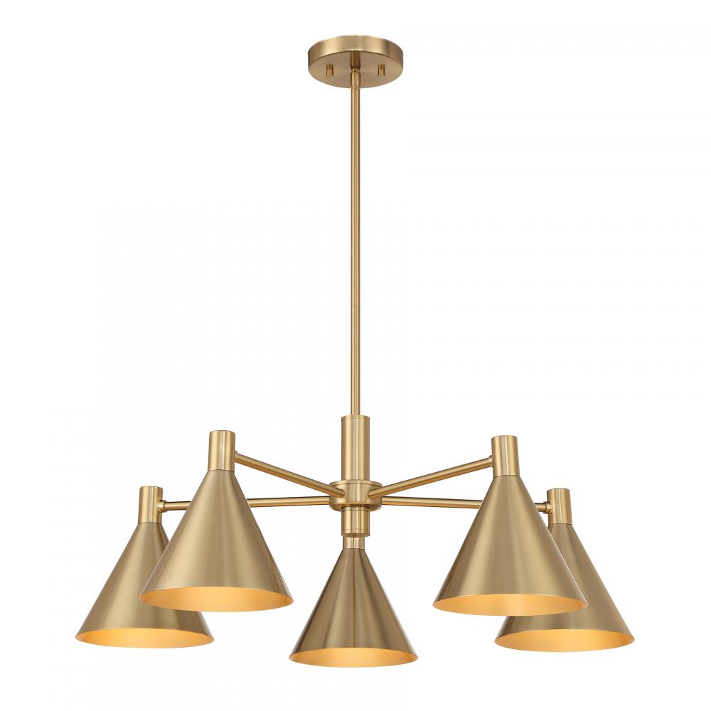 Pharos 5-Light Chandelier in Noble Brass by Breegan Jane