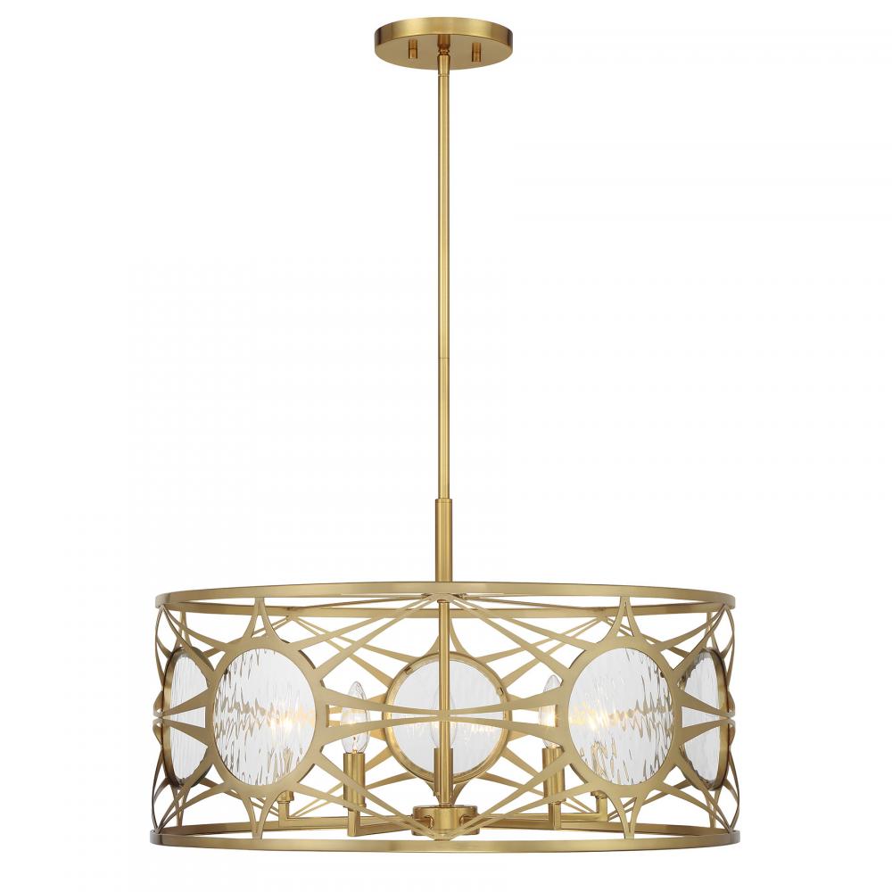 Balfour 5-Light Convertible Semi-Flush or Pendant in Warm Brass