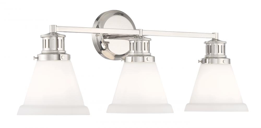 Alden Bath Light - Polished Nickel, Matte Opal