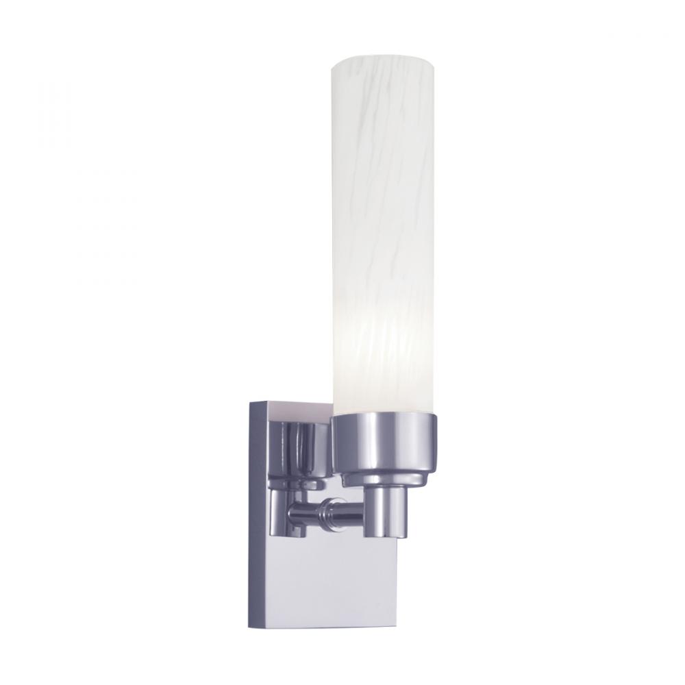 Alex 1-Light Sconce - Chrome with Splashed Opal Glass