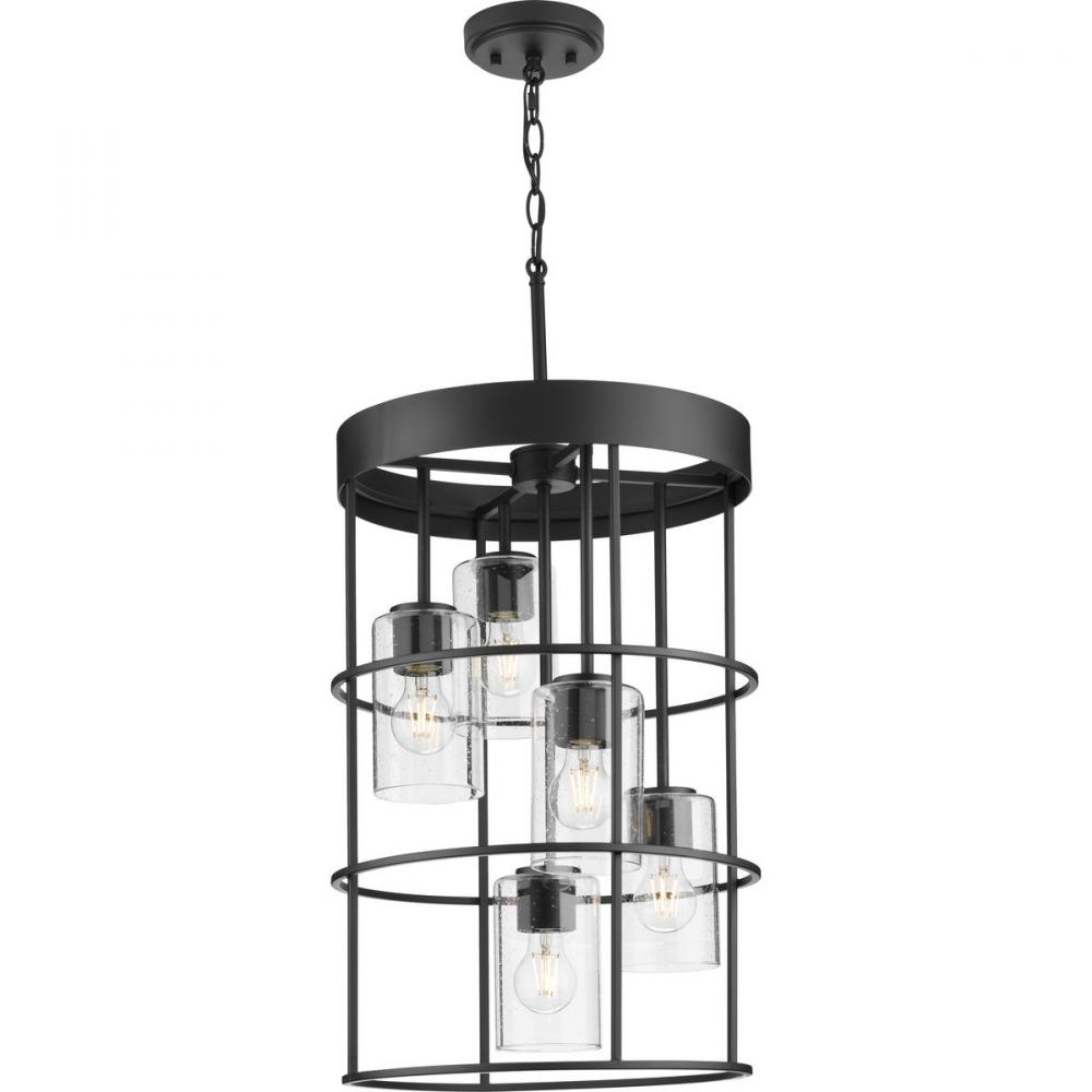 Burgess Collection Five-Light Matte Black Modern Farmhouse Hall & Foyer Light