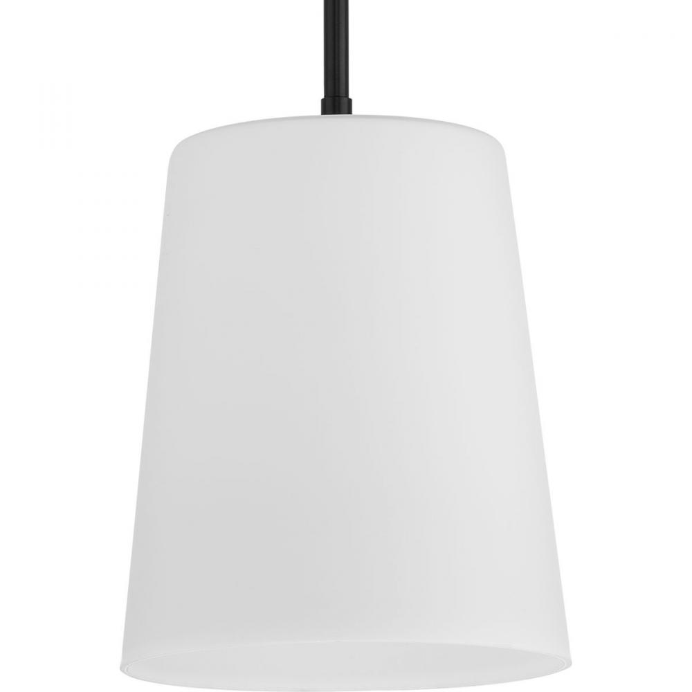 Clarion Collection One-Light Matte Black Etched White Transitional Pendant