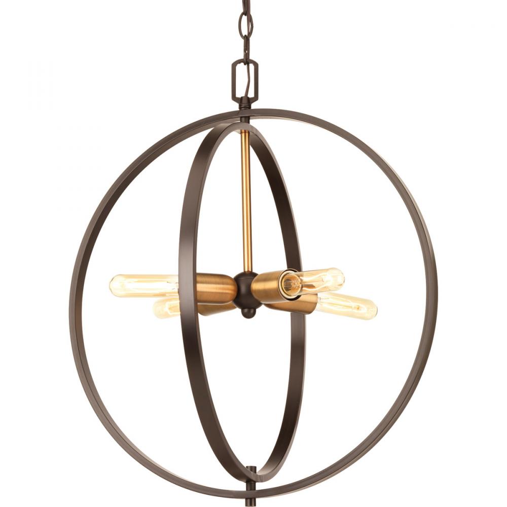 Swing Collection Four-Light Antique Bronze Global Pendant Light