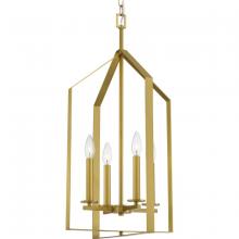 Progress P500432-191 - Vertex Collection Four-Light Brushed Gold Contemporary Foyer Light