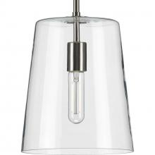 Progress P500241-009 - Clarion Collection One-Light Brushed Nickel Clear Glass Transitional Pendant